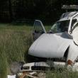 După impactul cu autocarul, autoturismul VW Caddy a fost proiectat în afara carosabilului