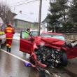 Autoturismul a intrat în coliziune violentă cu un camion