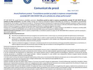 Anunț finalizare proiect: ”Consolidarea poziției pe piaţă și creşterea competitivităţii   societăţii ZET LINE INVEST SRL prin achiziția de utilaje  performante”