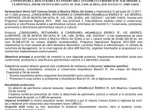 Finalizarea proiectului „CONSOLIDAREA, RESTAURAREA ȘI CONSERVAREA ANSAMBLULUI BISERICII SF. ILIE (BISERICĂ, CLOPOTNIȚĂ, ZID DE INCINTĂ) DIN SATUL SF. ILIE, COM. ȘCHEIA, JUD. SUCEAVA”, SMIS 116632