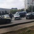Mașină de poliție tamponată în trafic, în timp ce era în misiune